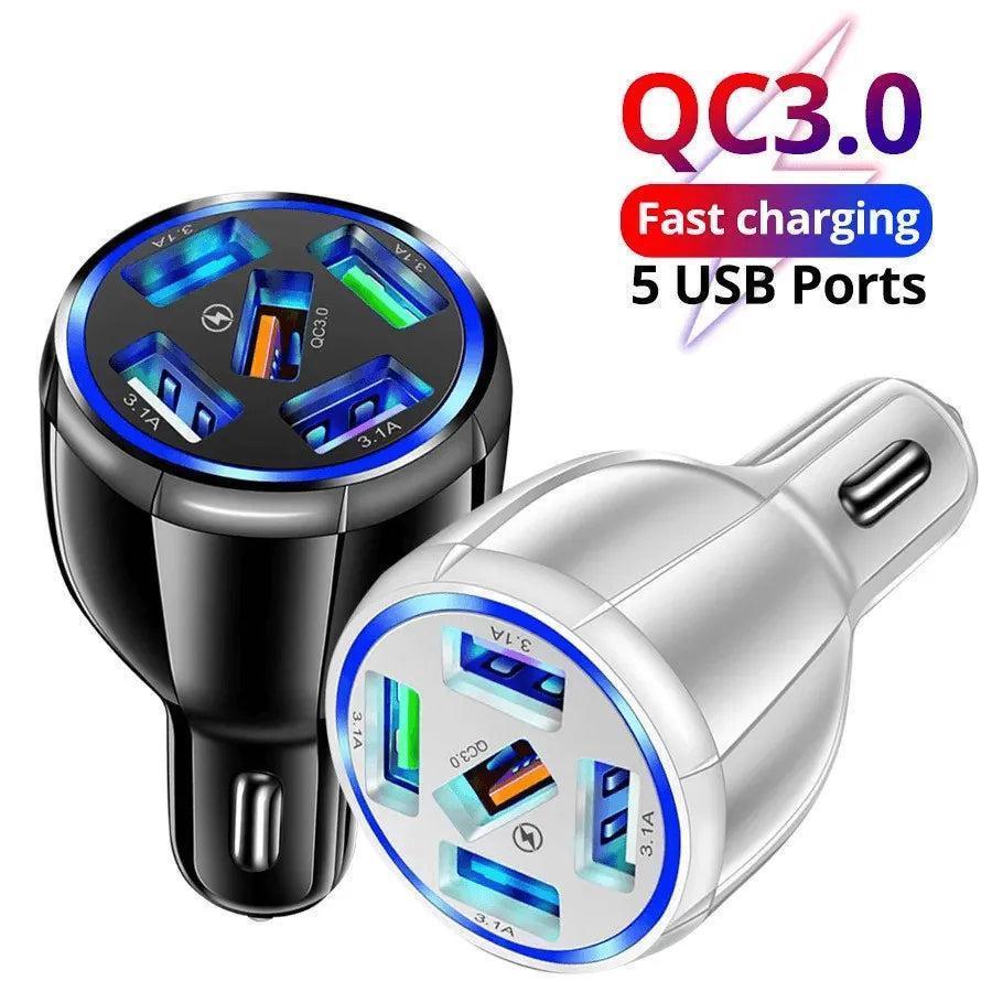 15W Quick Charge 5USB QC3.0 Car Charger - petguardiansupplies