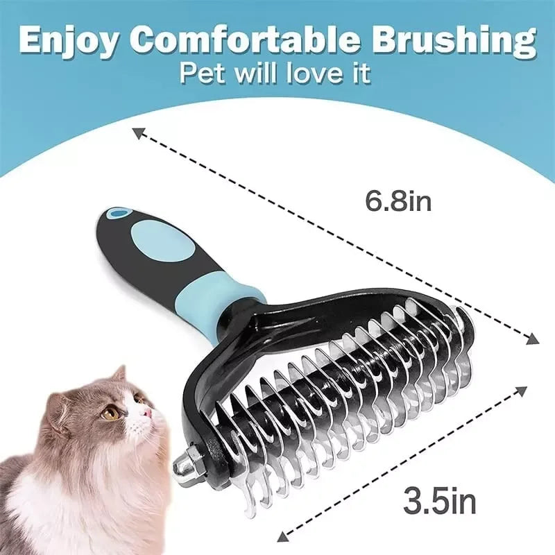 Dog Cat Grooming Brush Double Sided Shedding and Dematting Rake Comb for Pet - petguardiansupplies