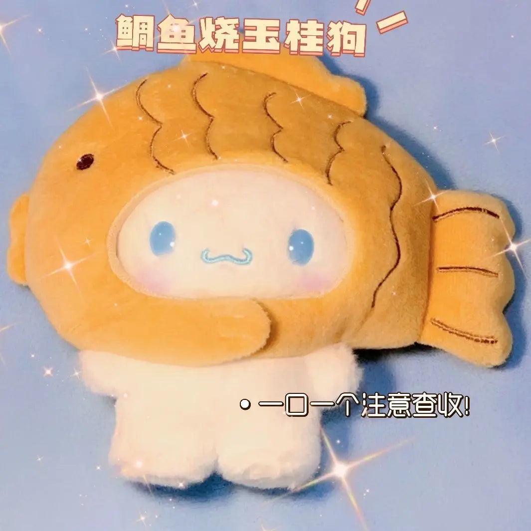 14Cm Sanrio Cinnamoroll Kawaii Stuffed Plushie Taiyaki Doll Cartoon Cute Plush Doll Doll Send Friends Birthday Gift Detachable - petguardiansupplies