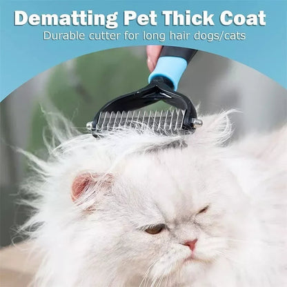 Dog Cat Grooming Brush Double Sided Shedding and Dematting Rake Comb for Pet - petguardiansupplies