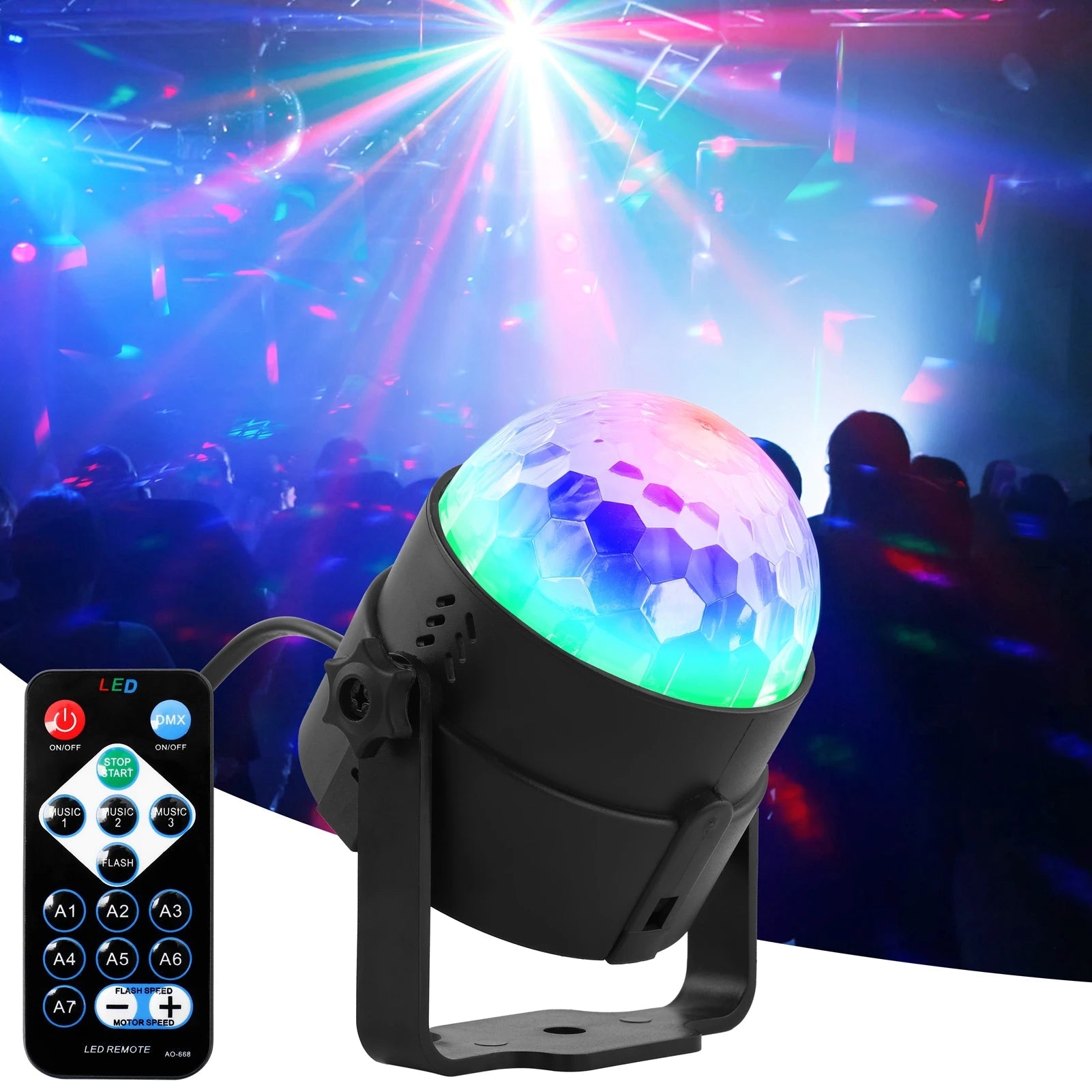 LED Magic Ball Light Rotating Stage Light with Remote Control - petguardiansupplies