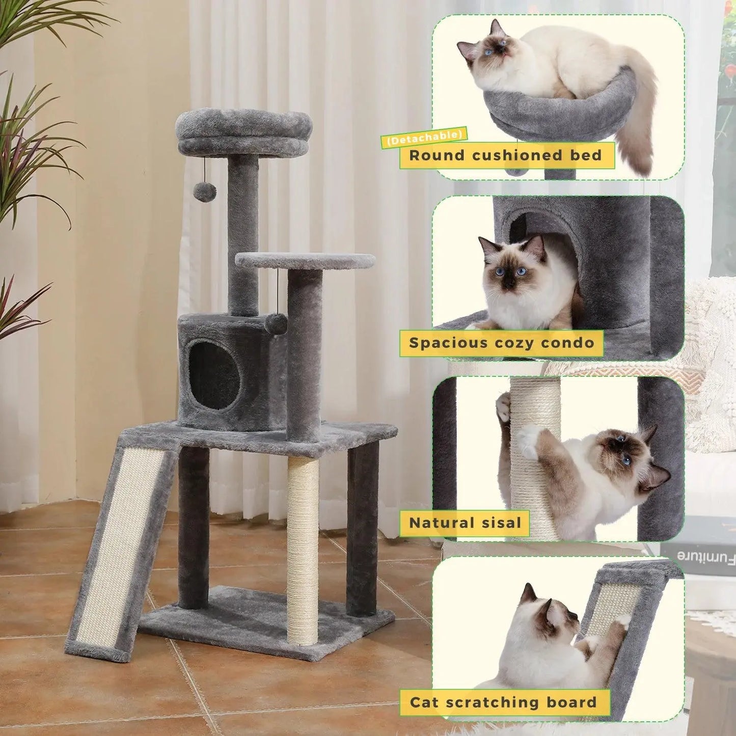 Domestic Delivery Multi-Level Cat Tree Tower Climb Furniture Scratching Post for Indoor House Pet Supplies Kitten Toy Cozy Condo - petguardiansupplies