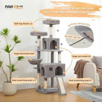 Domestic Delivery Multi-Level Cat Tree Tower Climb Furniture Scratching Post for Indoor House Pet Supplies Kitten Toy Cozy Condo - petguardiansupplies