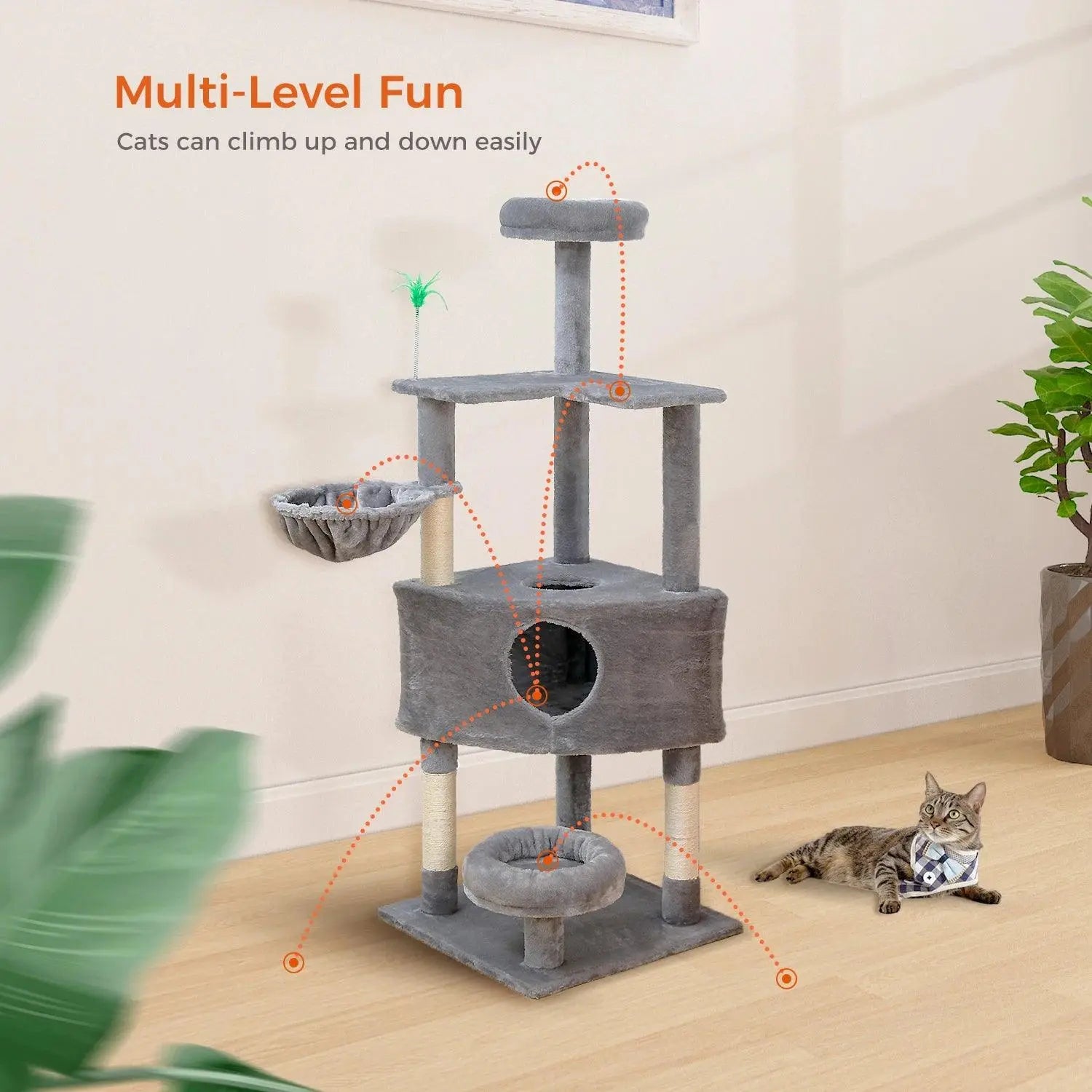 Domestic Delivery Multi-Level Cat Tree Tower Climb Furniture Scratching Post for Indoor House Pet Supplies Kitten Toy Cozy Condo - petguardiansupplies