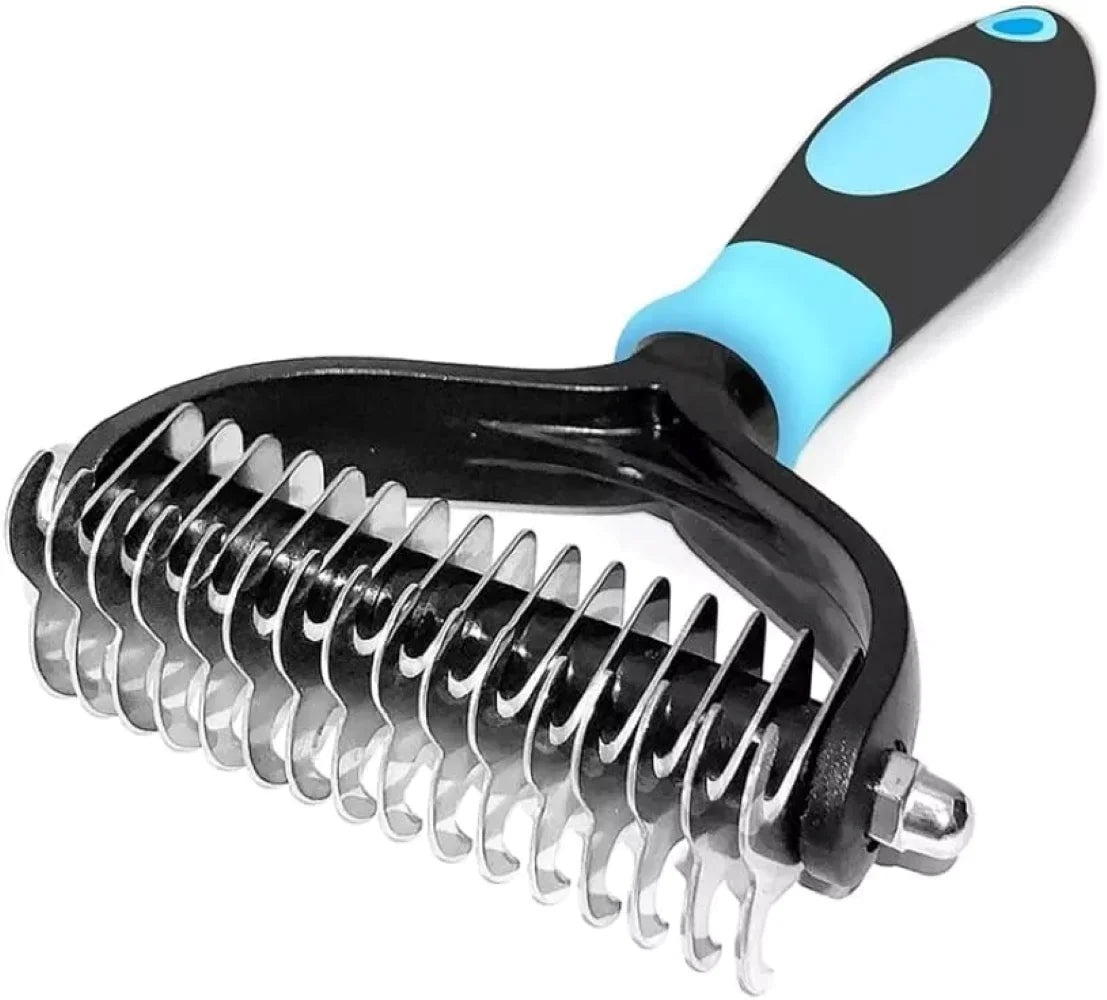 Dog Cat Grooming Brush Double Sided Shedding and Dematting Rake Comb for Pet - petguardiansupplies