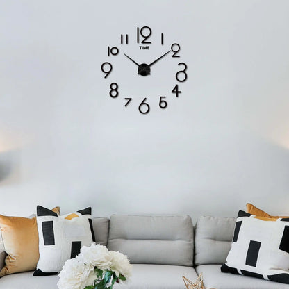 DIY Large Number Wall Clocks 3D Mirror Sticker Home Office Decor~5409-1