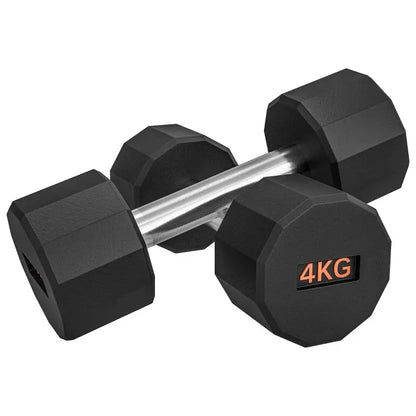 2 x 4kg Dumbbells Weights Set with 12-Sided Shape and Non-Slip Grip for Men Women Home Gym Workout by SPORTNOW-0