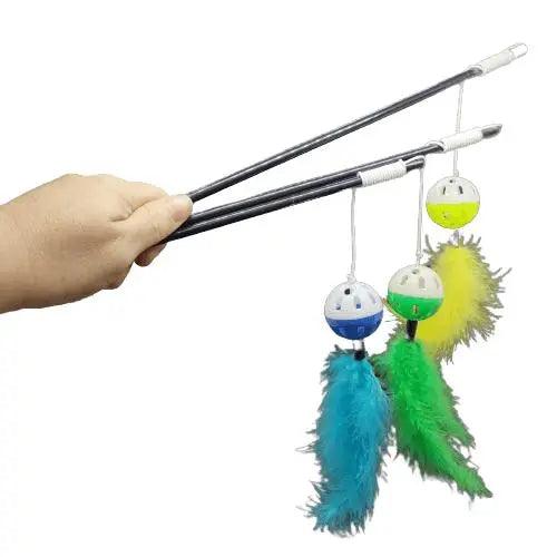 Cat Stick Teaser Toy with Bell & Feather - petguardiansupplies