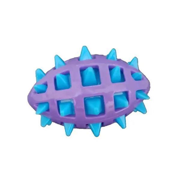 Durable Pet Squeaky Spikey Rugby Ball Chew Toy - petguardiansupplies