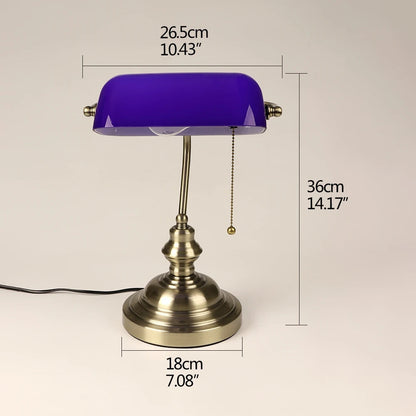 Desk lamp Table Light glass banker‘s lamp zipper switch for bedroom home stuy restaurant library office light night lamp - petguardiansupplies