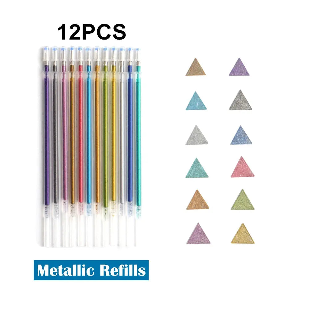 12Pcs/Set Gel Pen Set Glitter Gel Pens For School Office Adult Coloring Book Journals Drawing Doodling Art Markers Promotion Pen - petguardiansupplies