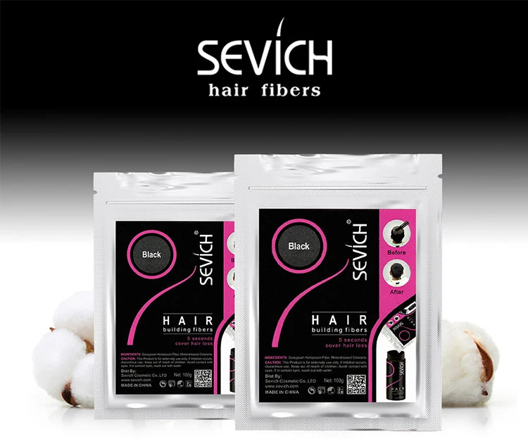 Sevich Beauty Salon Instant Thickening Hair Fiber Powder 100g Thickening Hair Building Fibers Wig Extensions Refill Black Colors - petguardiansupplies