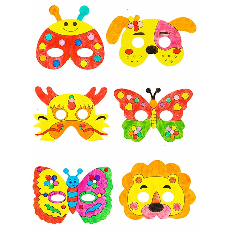 8Pcs/lot DIY Animal Painting Mask Toys For Girls Boys Cartoon Graffiti Handmade Art Crafts Toy Kindergarten Drawing Kids Gifts - petguardiansupplies