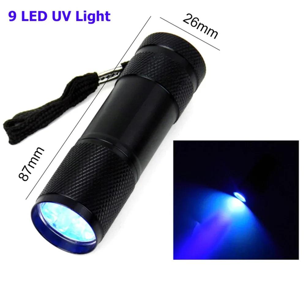 Ultraviolet Blacklight LED UV Light Lamp Torch Detector for Dog Urine Stains Outdoor Waterproof Aluminum 9-100 LED UV Flashlight - petguardiansupplies