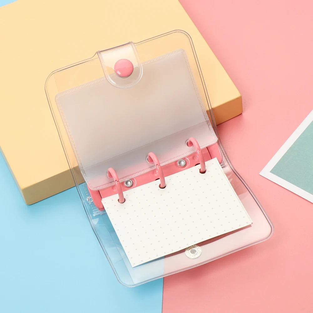 3 Hole Mini PVC Loose-leaf Notebook Cover Journal Traveler Portable Notebook Loose Leaf Binder Book Clip Refill Inner Pages - petguardiansupplies