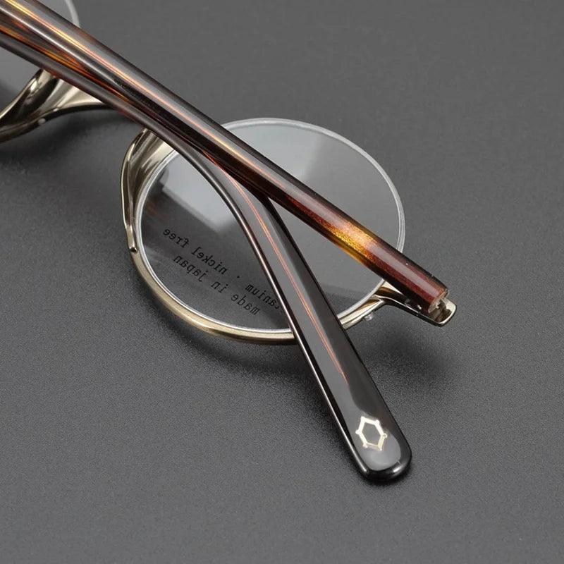 Japanese Brand Lennon Titanium Round Glasses Men Women Handmade Ultra-Light Small Frame Retro Eyeglasses Myopia Oculos Semi-Rim - petguardiansupplies