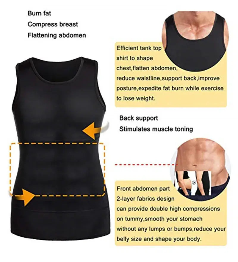 Slimming Vest Men's Slimming Underwear Body Shaper Waist Cincher Corset Men Shaper Vest Body Slimming Tummy Belly Body Shapewear - petguardiansupplies