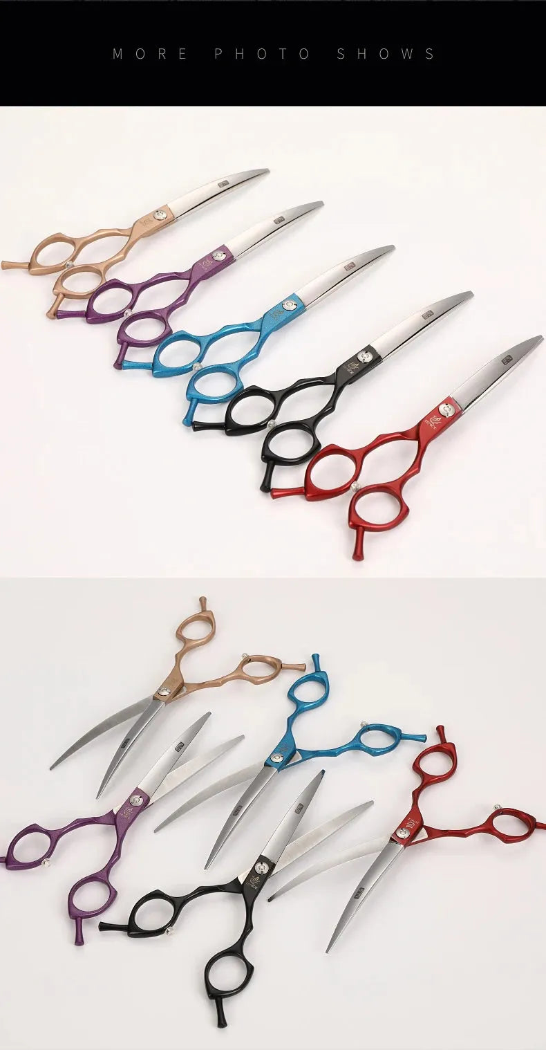 Fenice Professional symetrical handle colorful 6.5 inch pet dog curved animal grooming scissors - petguardiansupplies