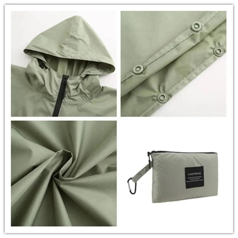 Women Men Poncho Raincoat Waterproof Tent Cover Wear Outdoors Hiking Biker Rain Coat Jacket Zip Cloak Capa De Chuva - petguardiansupplies