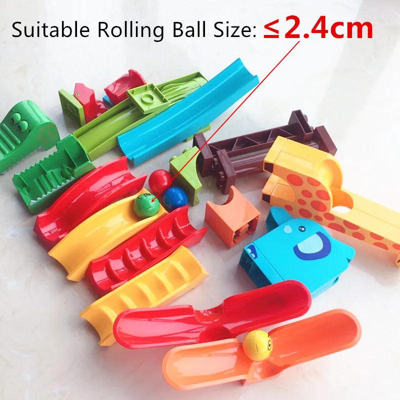 Marble Race Run Big Building Blocks Crazy Rolling Ball Compatible Slide Dinosaur Tunnel Animal Bricks Parts Accessory Kids Toys - petguardiansupplies