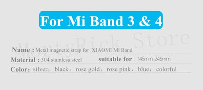 Metal Strap bracelet for Xiaomi mi band 7 6 5 3 4 strap Stainless Steel MiBand 4 Smart Wrist Strap for xiao mi miband 4 3 straps - petguardiansupplies