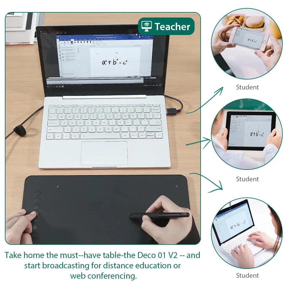 XPPen Deco 01 V2 10 Inch Drawing Tablet Graphics Digital Tablet Tilt Android Windows Mac 8 Shortcut Keys (8192 Levels Pressure) - petguardiansupplies