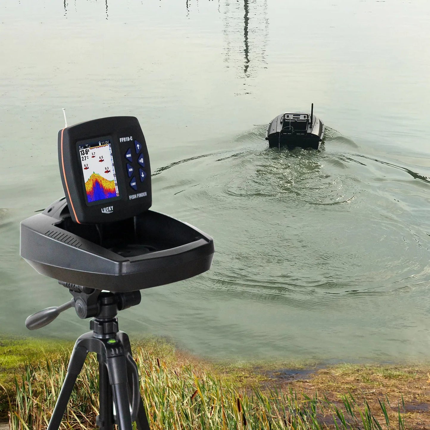 Lucky FF918 Wireless Remote Control Boat Fish Finder 300m/980ft wireless operating range echo sounder - petguardiansupplies