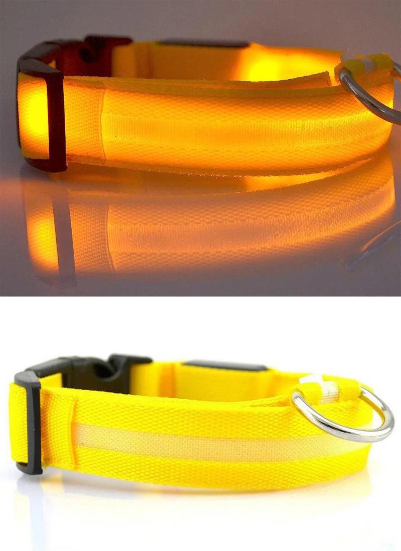 YUDODO Nylon LED Pet Dog Collars for animals Night Safety Flashing Glow Dog Leash Dogs Luminous Fluorescent Collars Pet Supplies - petguardiansupplies