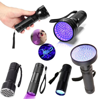 Ultraviolet Blacklight LED UV Light Lamp Torch Detector for Dog Urine Stains Outdoor Waterproof Aluminum 9-100 LED UV Flashlight - petguardiansupplies