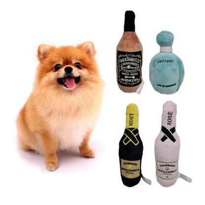 Luxury Pet Dog Toys Durable Plush Wine Bottle Squeaky Toys For Dog Gift Plush Perfume Dog Toys With Squeaky - petguardiansupplies