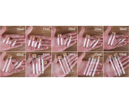 24pcs 10ml 15ml 20ml 25ml 30ml Cute Clear Glass Bottles with Cork Stopper Empty Spice Bottles Jars DIY Crafts Vials - petguardiansupplies