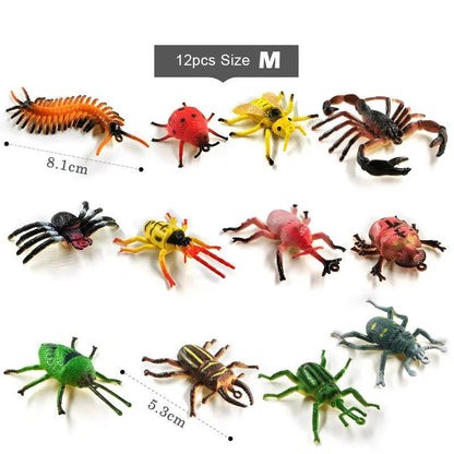 12Pcs Insect Spider Butterfly Fish Dinosaur Dog Cat Horse Figurine Farm Animal Model Action Figure Hot Toy Set For Children Gift - petguardiansupplies