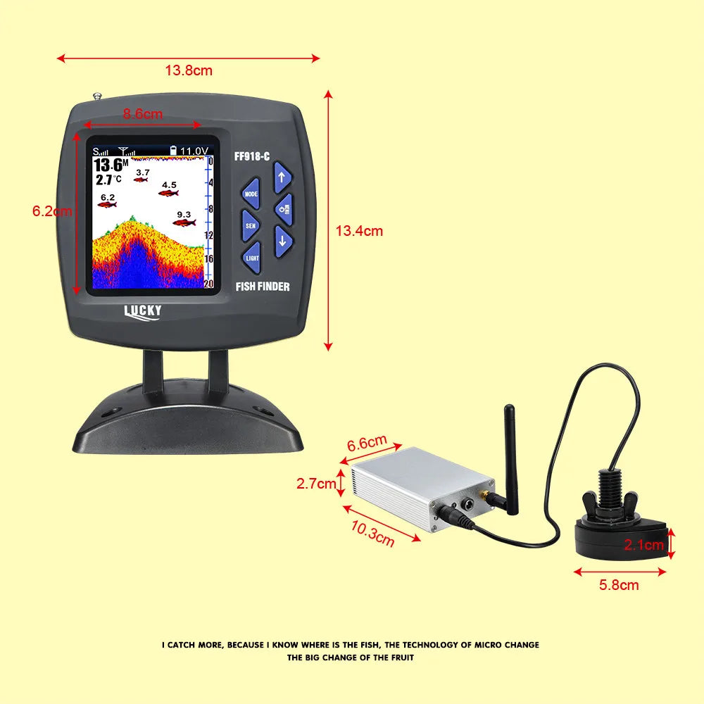 Lucky FF918 Wireless Remote Control Boat Fish Finder 300m/980ft wireless operating range echo sounder - petguardiansupplies