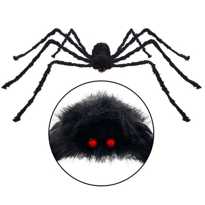 Black Spider Halloween Decoration Haunted House Prop Indoor Outdoor Giant Decor Vivid Scary Giant Black Spiders Huge Spider Web - petguardiansupplies