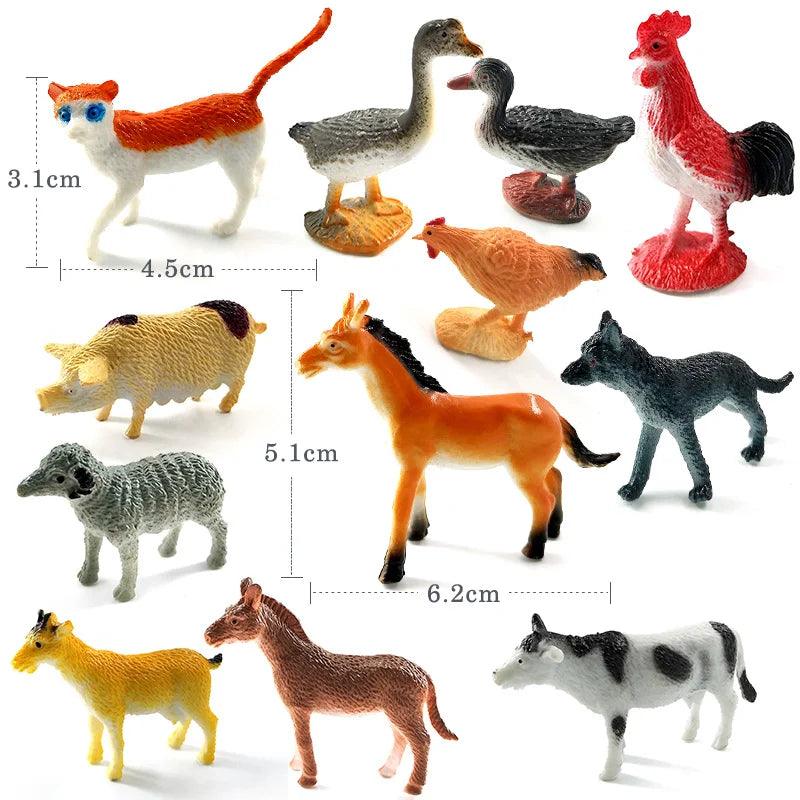 12Pcs Insect Spider Butterfly Fish Dinosaur Dog Cat Horse Figurine Farm Animal Model Action Figure Hot Toy Set For Children Gift - petguardiansupplies