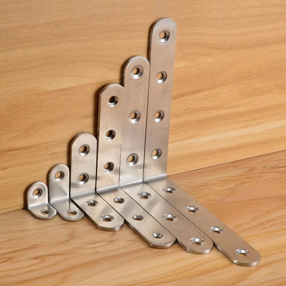 KAK 10PCS Stainless Steel Angle Corner Brackets Fasteners Protector Seven Size Corner Stand Supporting Furniture Hardware - petguardiansupplies