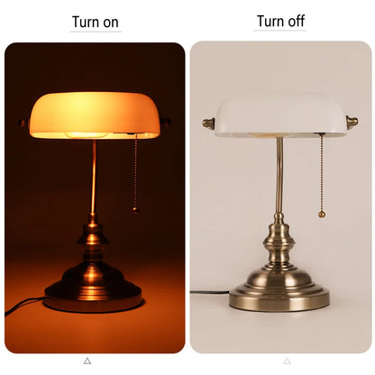 Desk lamp Table Light glass banker‘s lamp zipper switch for bedroom home stuy restaurant library office light night lamp - petguardiansupplies