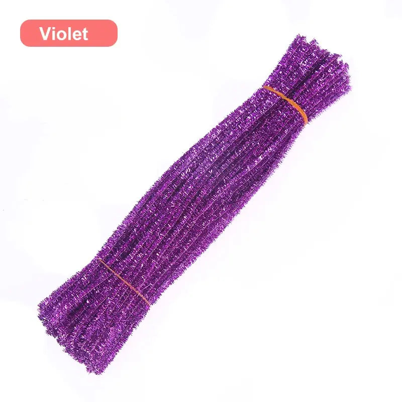 30/50/100pcs Glitter Chenille Stems Pipe Cleaners Plush Tinsel Stems Wired Sticks Kids Educational DIY Craft Supplies Toys Craft - petguardiansupplies