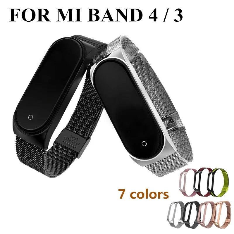 Metal Strap bracelet for Xiaomi mi band 7 6 5 3 4 strap Stainless Steel MiBand 4 Smart Wrist Strap for xiao mi miband 4 3 straps - petguardiansupplies