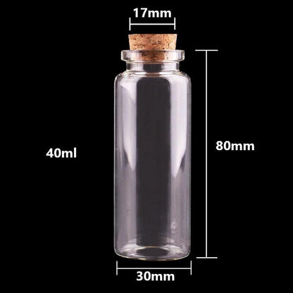 24pcs 10ml 15ml 20ml 25ml 30ml Cute Clear Glass Bottles with Cork Stopper Empty Spice Bottles Jars DIY Crafts Vials - petguardiansupplies