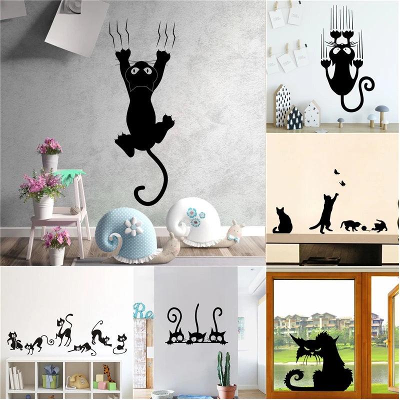 Creative Lazy Black Cat Wall Sticker Home Room Decoration Murals Wall Decals Art Wallpaper Amimals Vinyl Stickers - petguardiansupplies