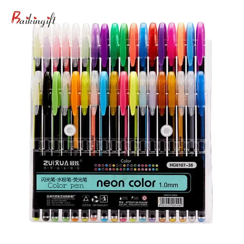 12Pcs/Set Gel Pen Set Glitter Gel Pens For School Office Adult Coloring Book Journals Drawing Doodling Art Markers Promotion Pen - petguardiansupplies