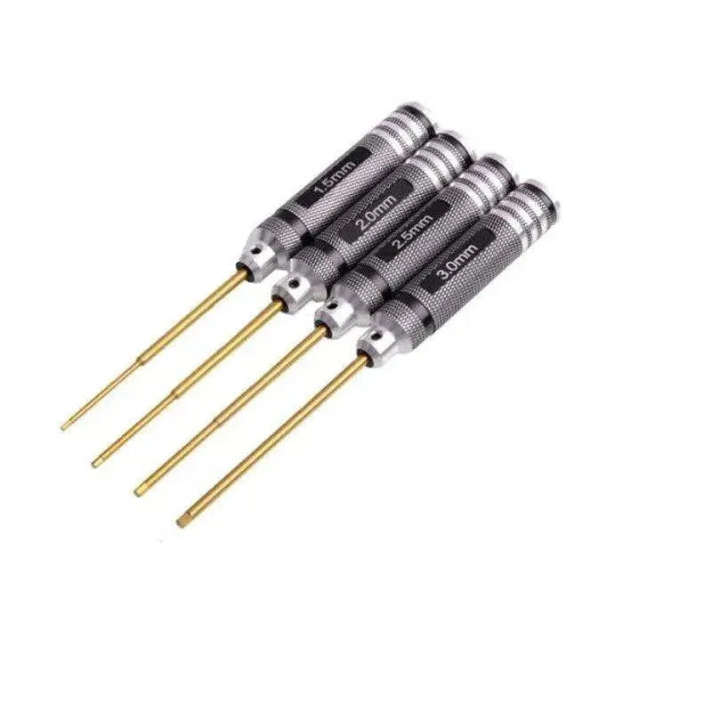 RC Tools 4 pcs hex screw driver set titanium plating hardened 1.5 2.0 2.5 3.0mm screwdriver For RC helicopter Boat Car toys - petguardiansupplies