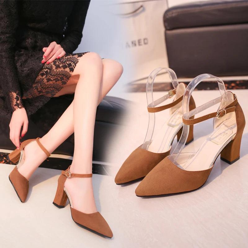 2020 Sandalias femeninas high heels Autumn Flock pointed sandals sexy high heels female summer shoes Female sandals mujer s040 - petguardiansupplies