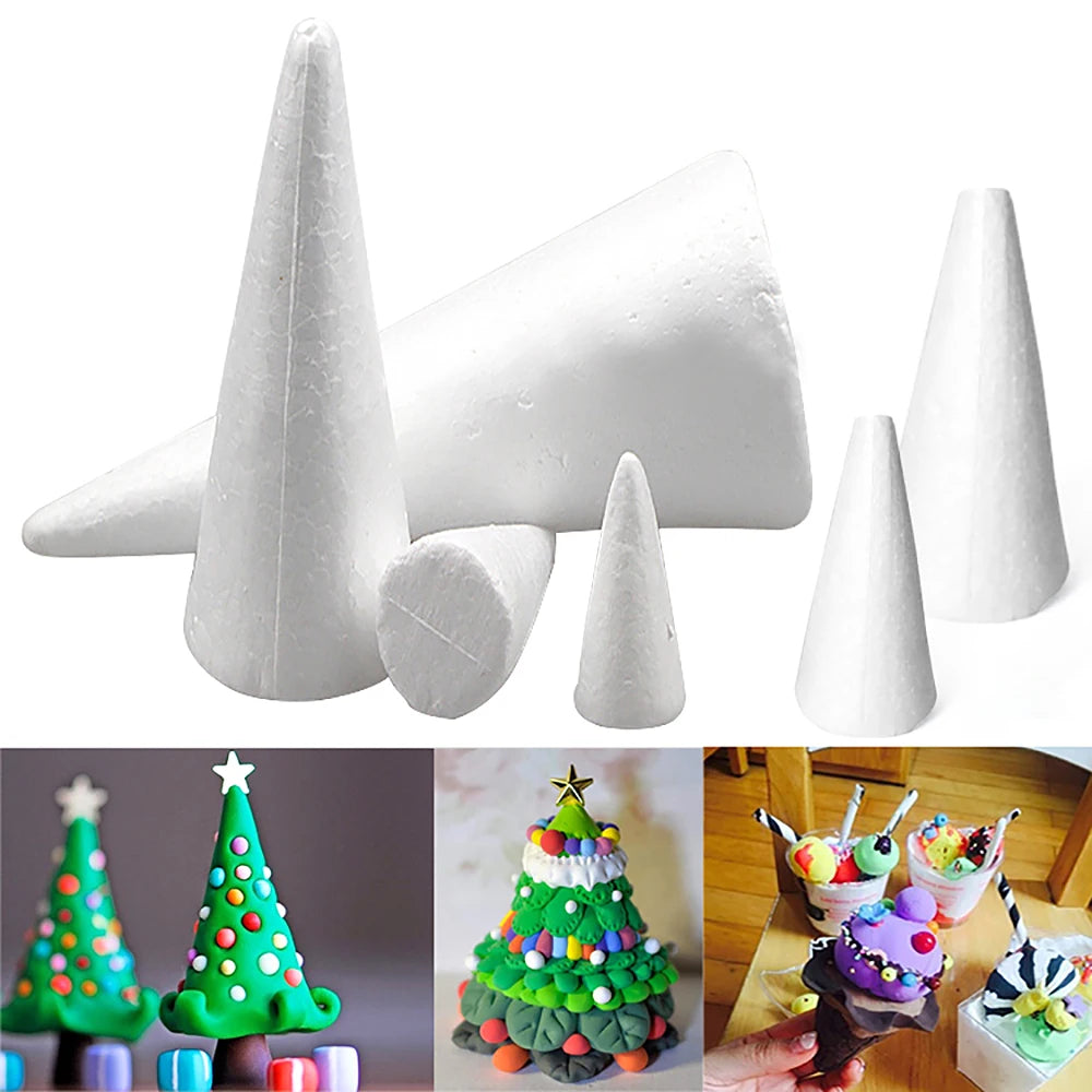 XMAS Polystyrene Styrofoam Foam Tip Cone Flat Cone For Craft DIY Accessory Handmade Party Celebration Festival Decorations - petguardiansupplies