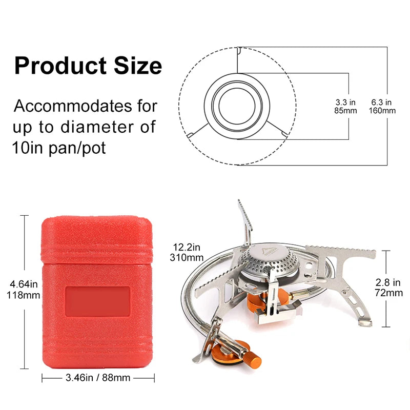 Widesea Camping Gas Stove Outdoor Tourist Burner Strong Fire Heater Tourism Cooker Survival Furnace Supplies Equipment Picnic - petguardiansupplies