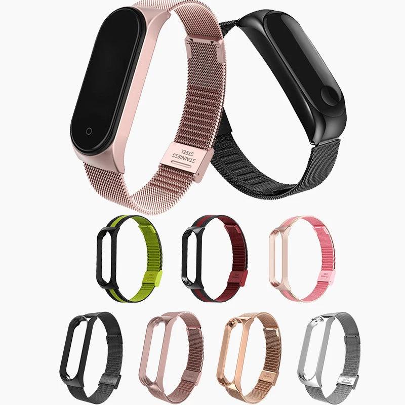 Metal Strap bracelet for Xiaomi mi band 7 6 5 3 4 strap Stainless Steel MiBand 4 Smart Wrist Strap for xiao mi miband 4 3 straps - petguardiansupplies