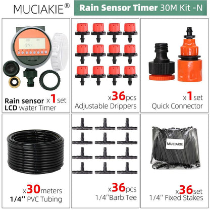 MUCIAKIE 50M-5M DIY Drip Irrigation System Automatic Watering Garden Hose Micro Drip Watering Kits with Adjustable Drippers - petguardiansupplies