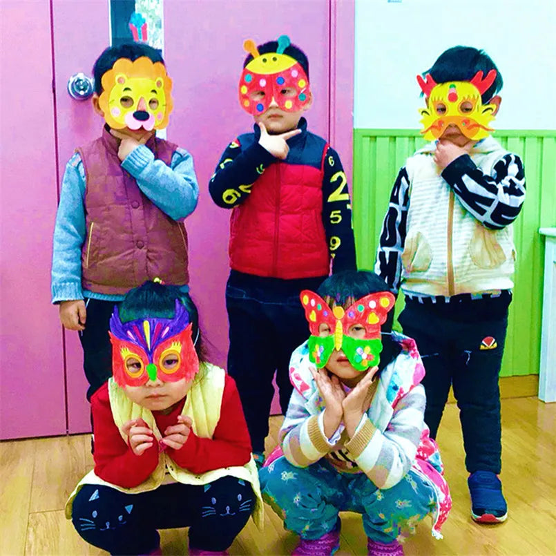 8Pcs/lot DIY Animal Painting Mask Toys For Girls Boys Cartoon Graffiti Handmade Art Crafts Toy Kindergarten Drawing Kids Gifts - petguardiansupplies