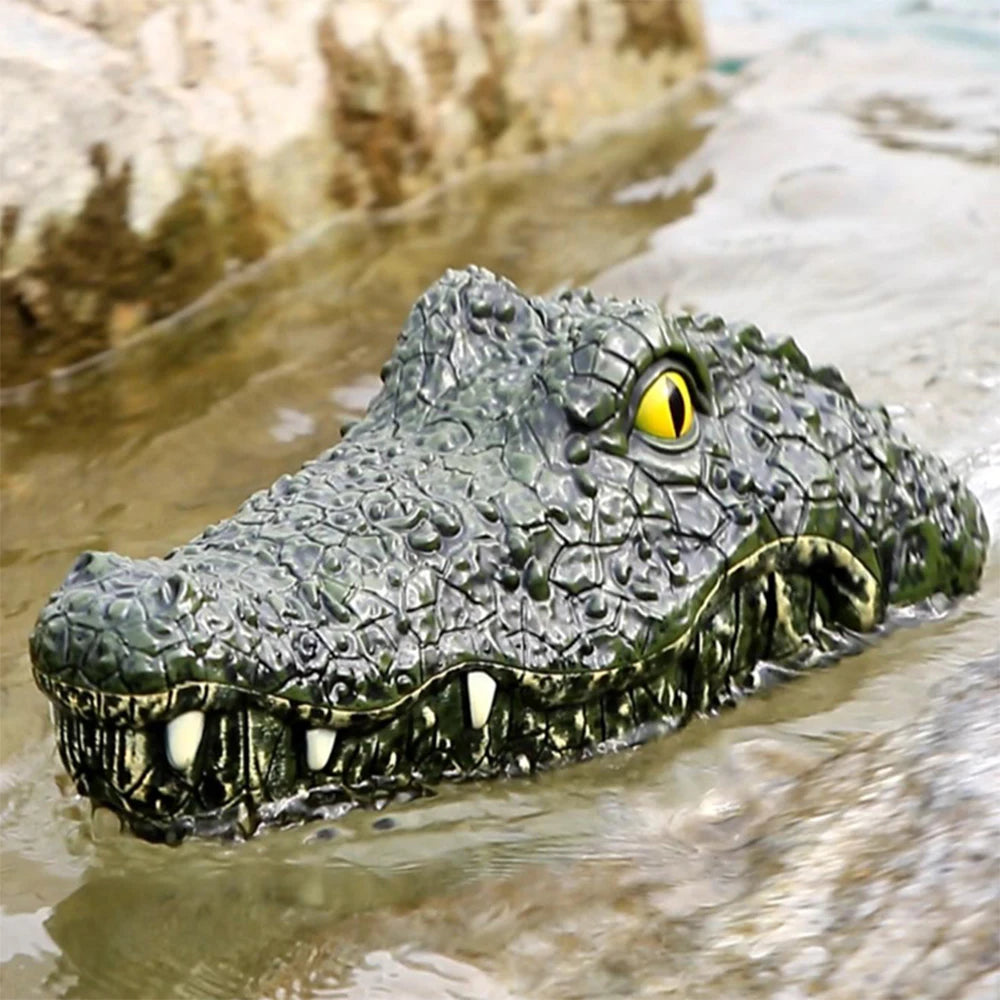 RC Crocodile Head Boat Ship Toy Simulation 2.4G Remote Control Joke Alligator Decoy Electric Toys Summer Water Spoof Toys gift - petguardiansupplies